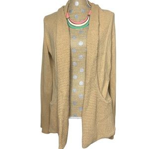 89th + Madison Waffle Tan Cotton Blend Deep Pocket Medium Cardigan Top